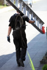chimney sweep at work