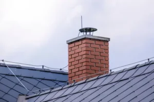 close up of repaired brick chimney